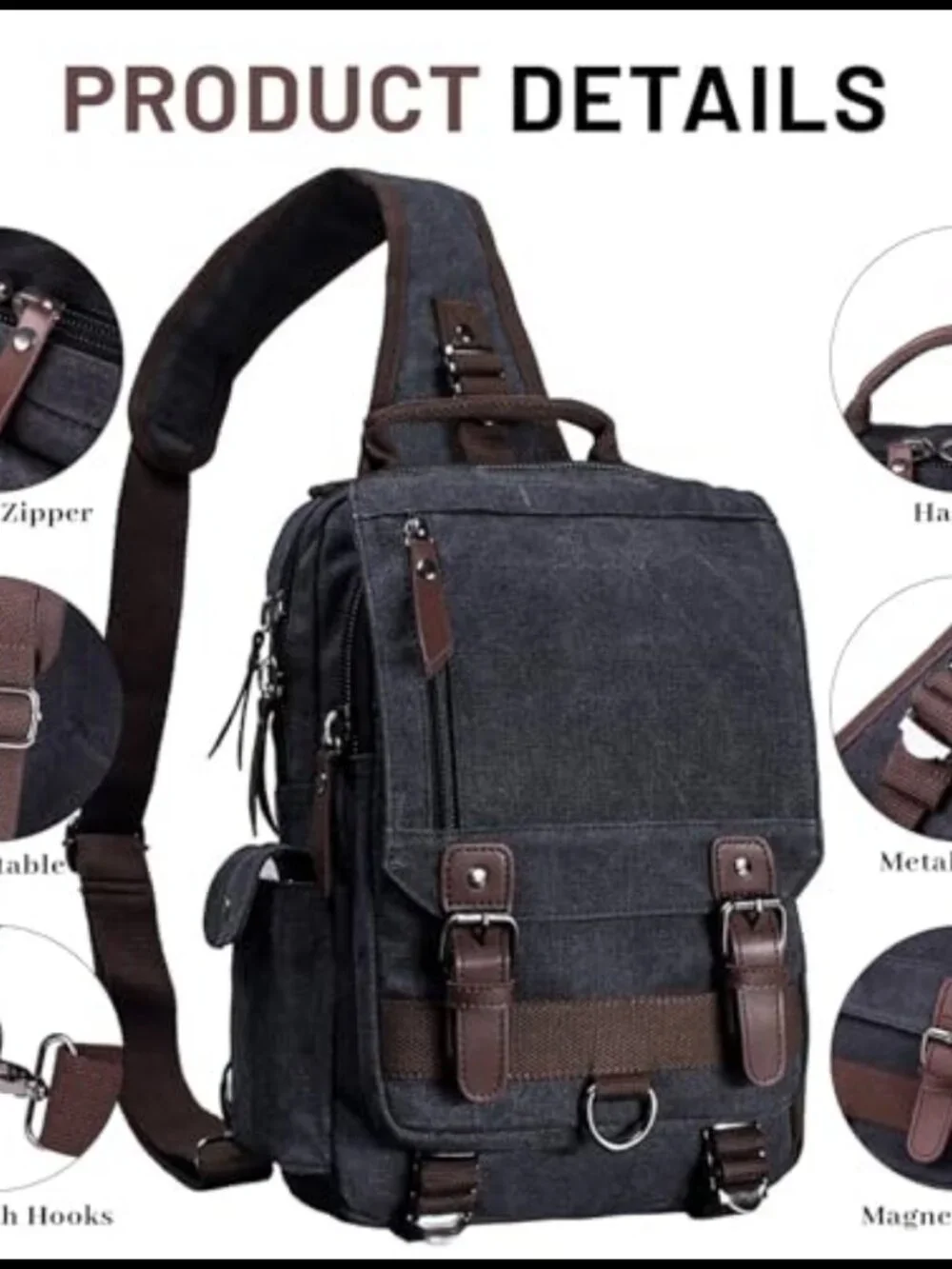 Canvas Crossbody Messenger Sling Bag Travel Shoulder Backpack